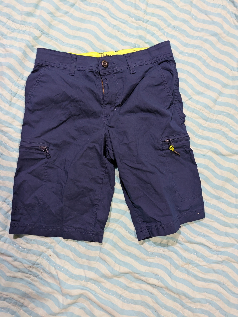 Kids Navy Zip-Pocket Cargo Shorts